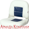 Сиденье низкопрофильное NaviStyle, белое с синими вставками