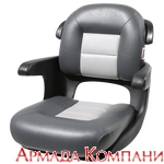 Elite Helm Low-back Boat Seat (Black Shell - Black/Charcoal Cushion)
