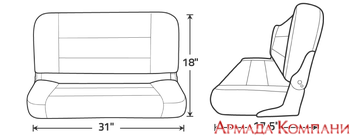 31" Folding Boat Bench Seat (Blue/Gray)
