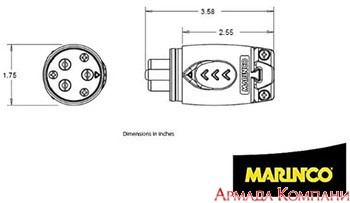 Вилка и розетка Marinco 70 Amp для троллингового электромотора (комплект)