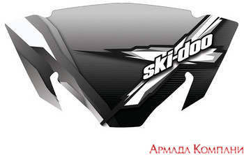 Стекло ветровое для снегохода Ski-Doo-Lynx (Sport Performance Flared Windshield - тонированное with X Graphic)