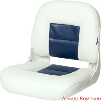 Сиденье низкопрофильное NaviStyle, белое с синими вставками