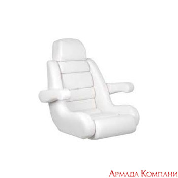 Кресло капитанское с валиком Flip-Up и подлокотниками (белое)